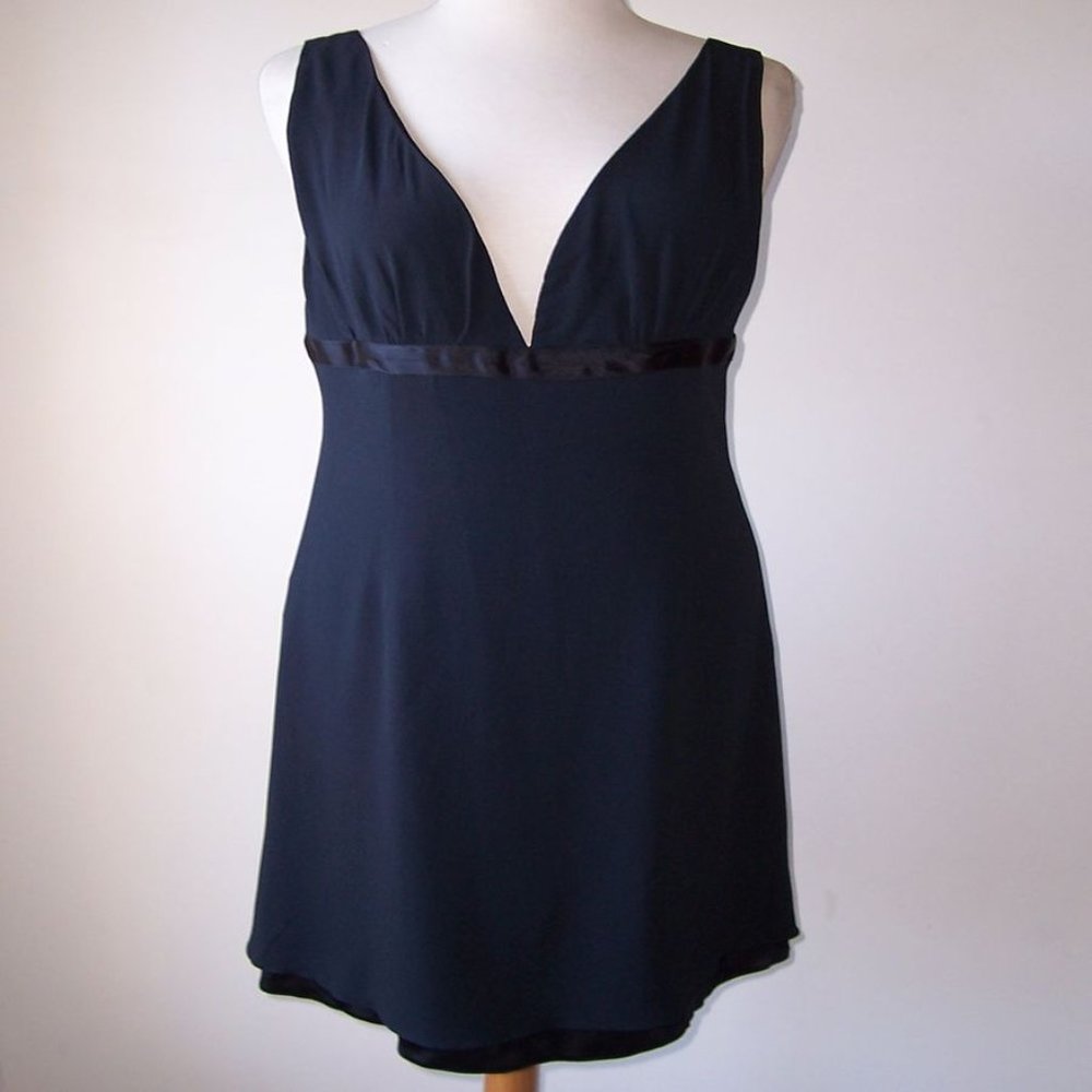EXTE Black Silk Plunging Low Cut Open Back Dress 46 10